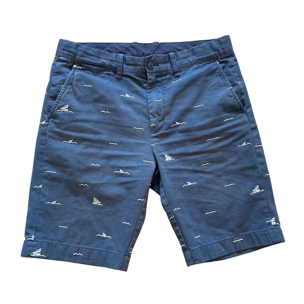 J.Crew Crewcuts Boys Navy Shark Print Chino Shorts, Preppy, Beachy, Size 16